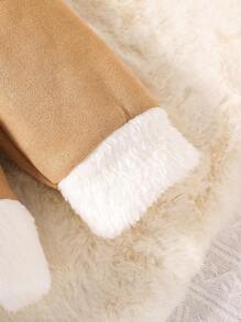 SHEIN Jeune Fille Perfecto Zippé À Doublure En Tissu Duveteux Sans Pull