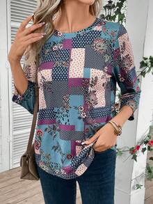 EMERY ROSE Camiseta con estampado de retazo - Multicolor - Ver 5