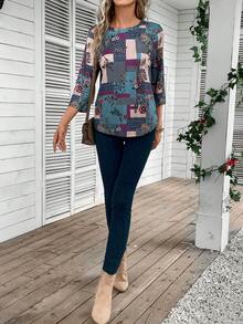 EMERY ROSE Camiseta con estampado de retazo - Multicolor - Ver 4