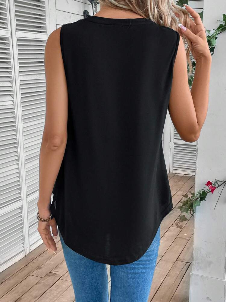 Solid Curved Hem Tank Top