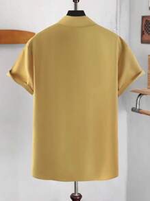 Manfinity Homme Nam Plus Chất rắn Nút Lên Vá Túi Áo sơ mi - gừng - Xem 2