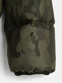RueChic 男大童迷彩印花連帽麵包服 - 綠色 - 查看 3
