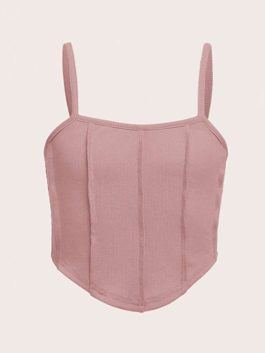 SHEIN 女大童素色吊帶上衣 - 藕粉色 - 查看 1