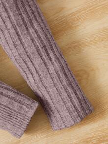 SHEIN Chica Joven Leggings con camiseta bajo con fruncido - Púrpura polvoriento - Ver 4