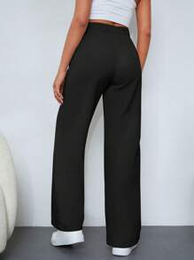 EURMUSE Solid Slant Pocket Suit Pants - Black - View 4