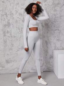 Yoga Basic 無縫高彈運動T恤和緊身打底褲