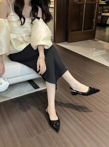 Women's Pointy Toe Glitter Slip-On Flat Mules