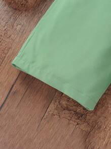 SHEIN Chica preadolescente Camiseta unicolor & con diseño de botón Mono overol - Verde militar - Ver 5