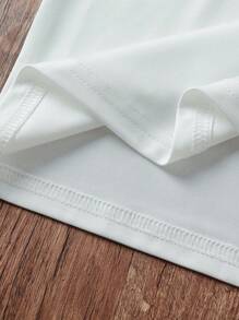 SHEIN Chica preadolescente Camiseta unicolor & con diseño de botón Mono overol - Verde militar - Ver 6