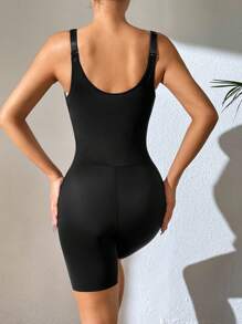 Solid Shapewear Bodysuit Without Bra - Black - View 2