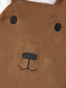 SHEIN 女嬰熊設計假兩件連身褲適用於秋天和冬天 - 彩色 - 查看 4