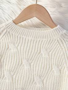 SHEIN Cô Gái Trẻ Tay Raglan Đầm Áo len - Màu be - Xem 3