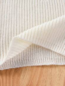 SHEIN Cô Gái Trẻ Tay Raglan Đầm Áo len - Màu be - Xem 5