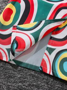 SHEIN Young Girl Allover Print Lapel Neck Trench Coat