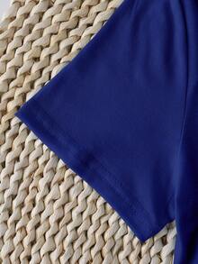 SHEIN EZwear Floral Print Tee - Royal Blue - View 5