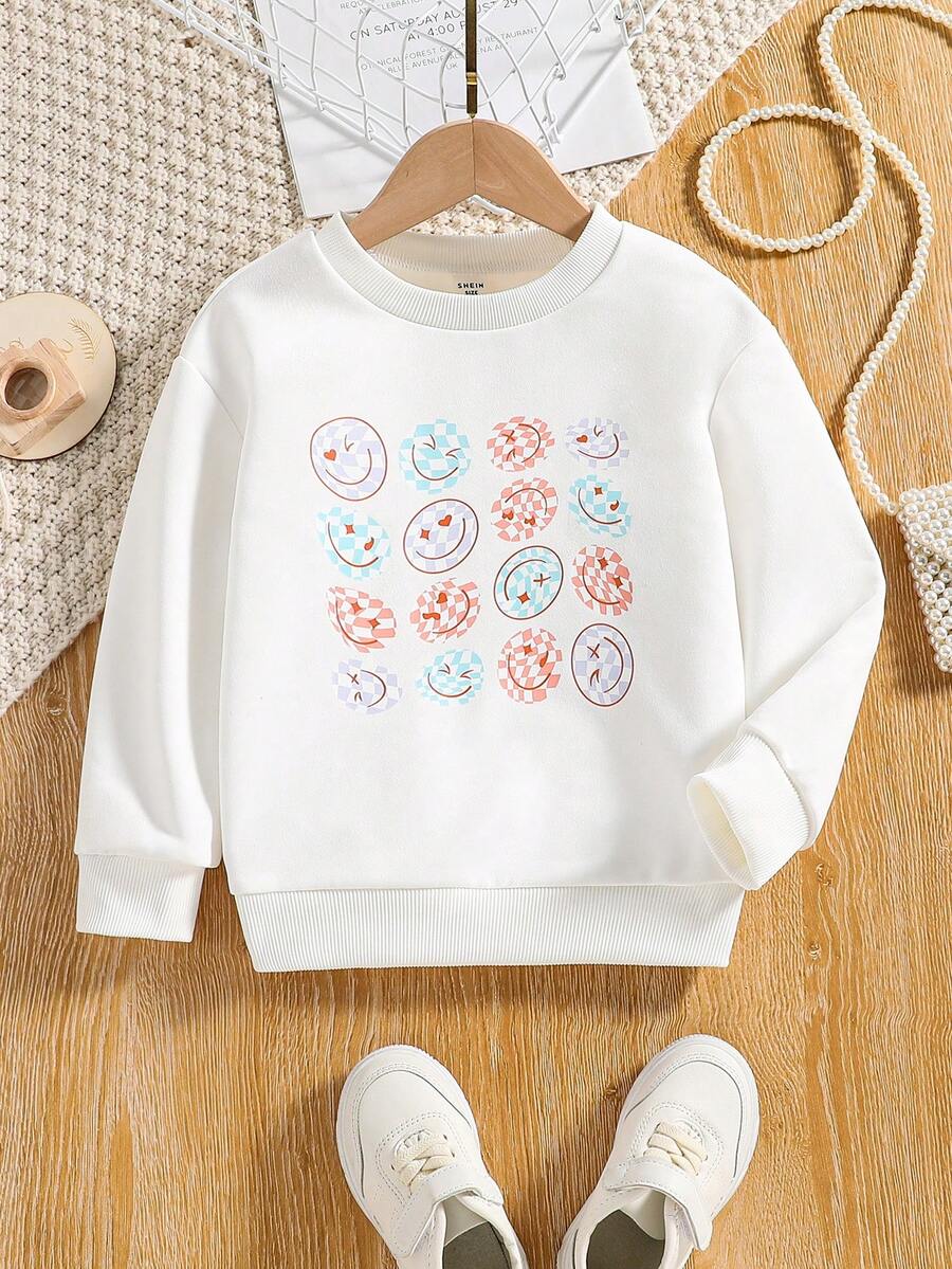 SHEIN Young Girl Cartoon Graphic Sweatshirt - White - View 1