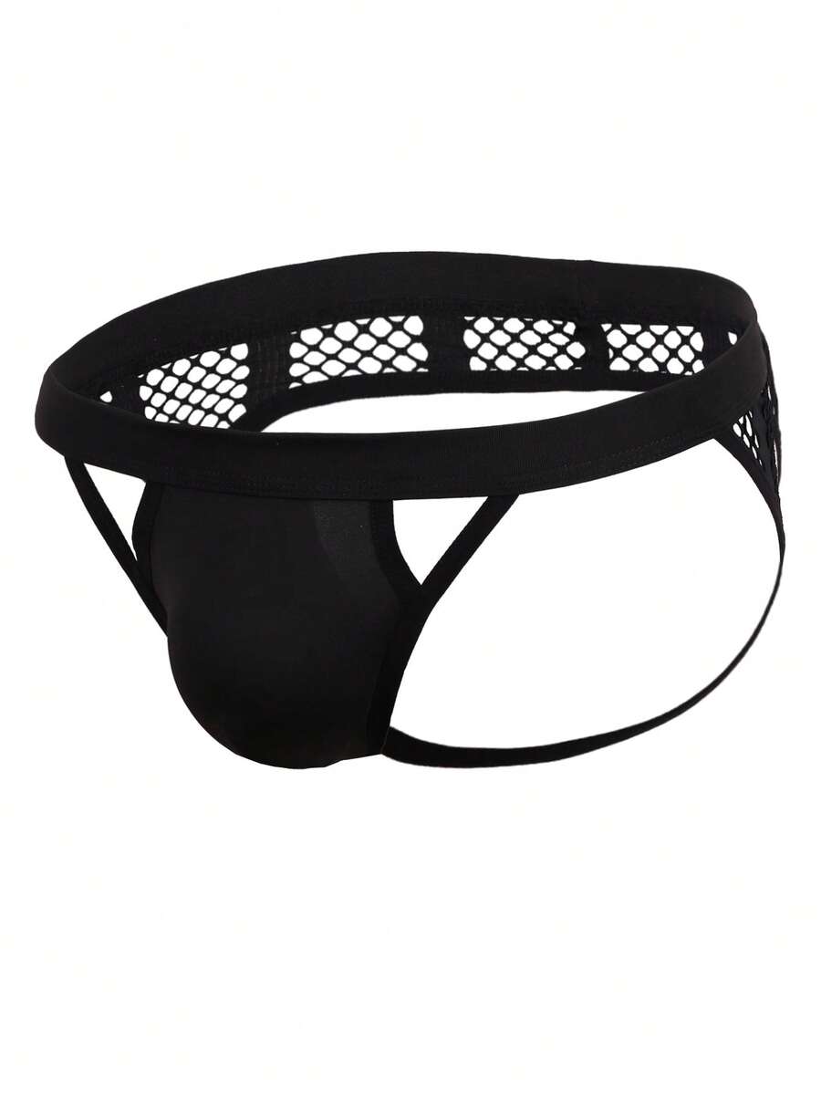 Men Solid Cut Out Sexy Underwear - Black - View 1