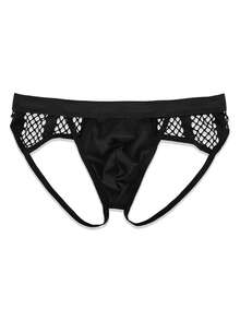 Men Solid Cut Out Sexy Underwear - Black - View 2