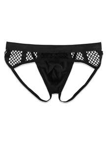 Men Solid Cut Out Sexy Underwear - Black - View 3
