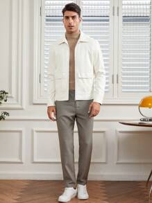 Manfinity VCAY Men Flap Pocket Zip Up Jacket - Beige - View 3