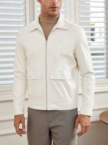 Manfinity VCAY Men Flap Pocket Zip Up Jacket - Beige - View 1