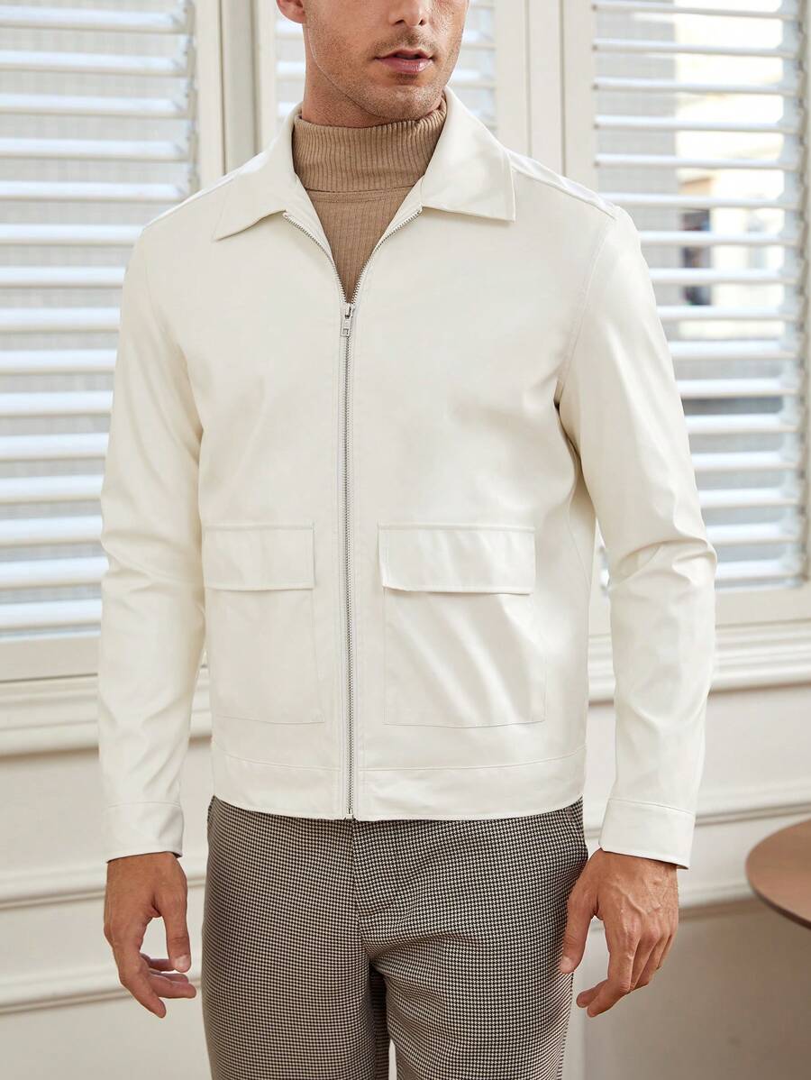 Manfinity VCAY Men Flap Pocket Zip Up Jacket - Beige - View 1