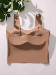 素色基本款上衣 - 卡其色 - 查看 2