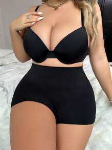 大碼素色塑形短褲 - 黑色 - 查看 5