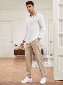 Manfinity Homme Men Contrast Collar Polo Shirt - White - View 3