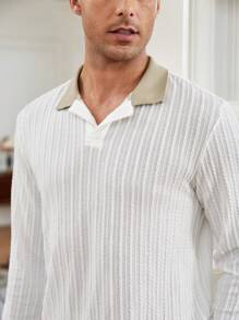 Manfinity Homme Men Contrast Collar Polo Shirt - White - View 5