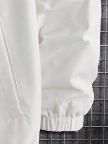 Manfinity VCAY Men Plus Geo Print Contrast Piping Jacket, For Fall Winter - Beige - View 4