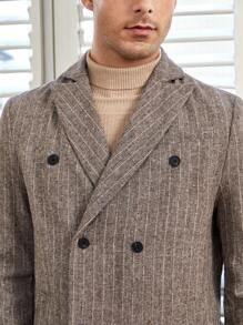 Manfinity VCAY Oversized Men's Striped Print Double-Breasted Overcoat