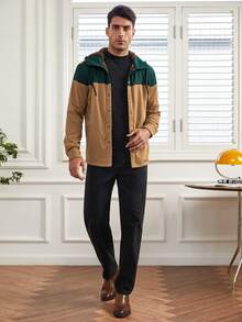 GENTILAND Men Two Tone Teddy Lined Hooded Jacket - Brown - View 5