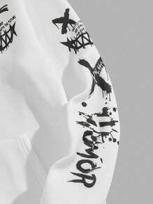 Manfinity VCAY Men Cartoon & Letter Graphic Kangaroo Pocket Funny Long Sleeve Going Out Drawstring Hoodie, Boyfriend Gift