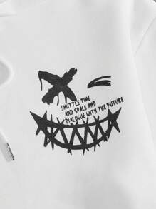 Manfinity VCAY Men Cartoon & Letter Graphic Kangaroo Pocket Funny Long Sleeve Going Out Drawstring Hoodie, Boyfriend Gift