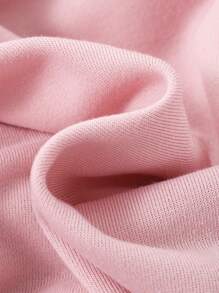 SHEIN Tween Girl Letter Patched Raglan Sleeve Pullover & Shorts - Baby Pink - View 3