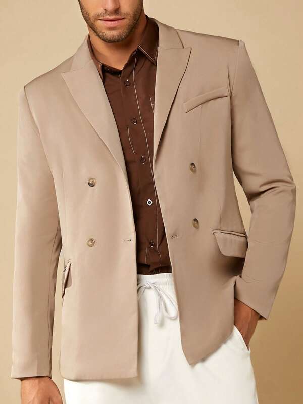 Manfinity NXTstreet Men 1pc Double Breasted Flap Detail Blazer