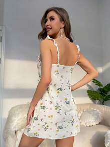 In hoa Viền Ruffle Váy ngủ - Nhiều màu - Xem 2