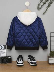 SHEIN Young Boy Letter Patched Detail Zipper Up Quilted Padded Coat Without Sweatshirt