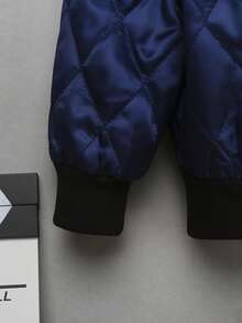 SHEIN Young Boy Letter Patched Detail Zipper Up Quilted Padded Coat Without Sweatshirt