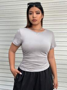 SHEIN EZwear 大碼T恤 - 灰色 - 查看 6