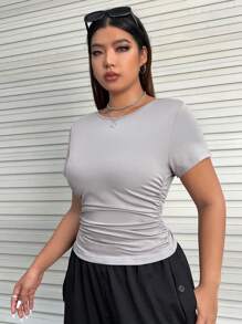 SHEIN EZwear 大碼T恤 - 灰色 - 查看 7