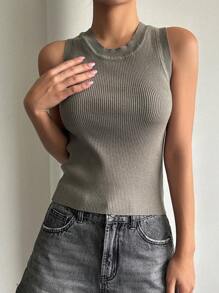 DAZY 罗纹针织落肩开衫和背心，秋装夹克 - 綠色 - 查看 4