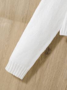 SHEIN 青少年女孩1入組素色前紐扣口袋貼布開襟衫 - 白色 - 查看 5