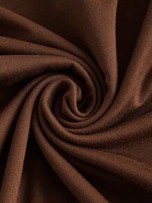 SHEIN EZwear 大碼小高領短款T恤 - 咖啡棕 - 查看 3