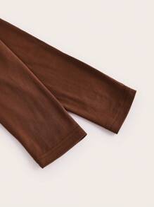 SHEIN EZwear 大碼小高領短款T恤 - 咖啡棕 - 查看 4