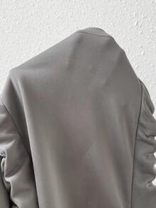 SHEIN Privé 素色肩上打結吊帶洋裝 - 灰色 - 查看 4