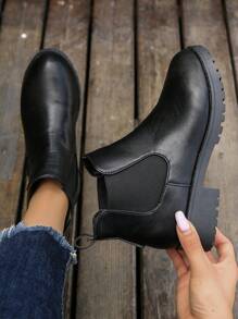 Women's Fashionable Chelsea Boots, Simple Slip-On Design, Ideal With Red Dress, Go With Pants