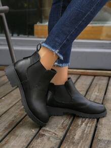 Women's Fashionable Chelsea Boots, Simple Slip-On Design, Ideal With Red Dress, Go With Pants