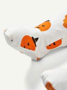 Cozy Pixies 男嬰萬聖節南瓜印花裹身長袖連身衣 - 白色 - 查看 7